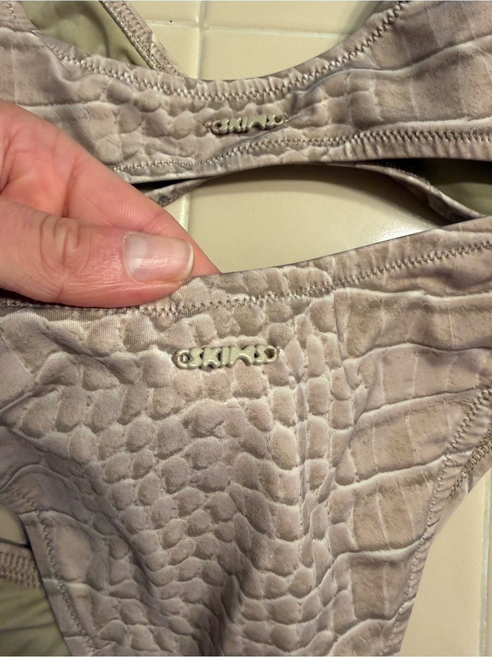 SKIMS Dune Crocodile Plunge top and tanga bottoms Size S - Picture 5 of 8
